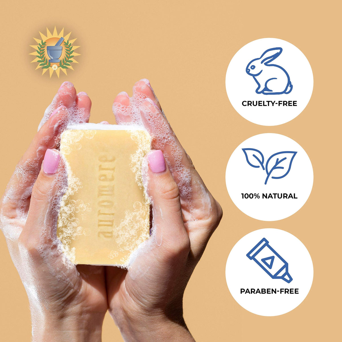Auromere Ayurvedic soap ingredients display