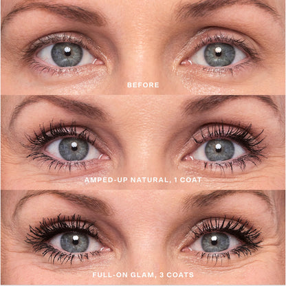 Tower 28 Jet Black mascara formula texture swatch on white background