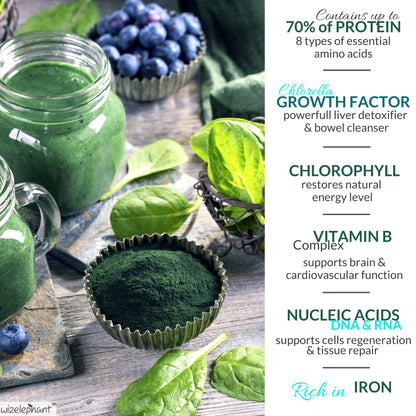 Premium grade broken cell wall chlorella and spirulina tablets