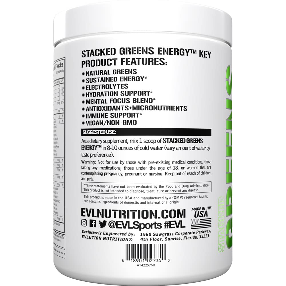 Scoop of Evlution Nutrition Stacked Greens powder texture