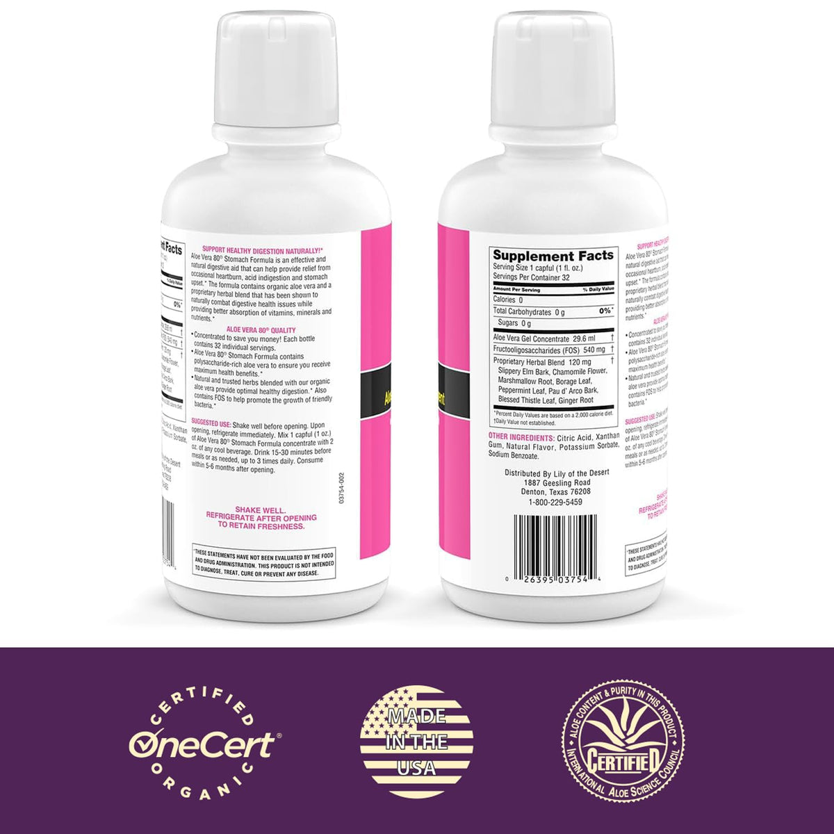 Three pack bundle of Lily Of The Desert Stomach Formula digestive supplement