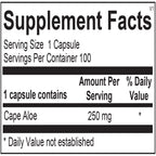 Close up of Ortho Molecular Super Aloe 250 digestive health supplement label