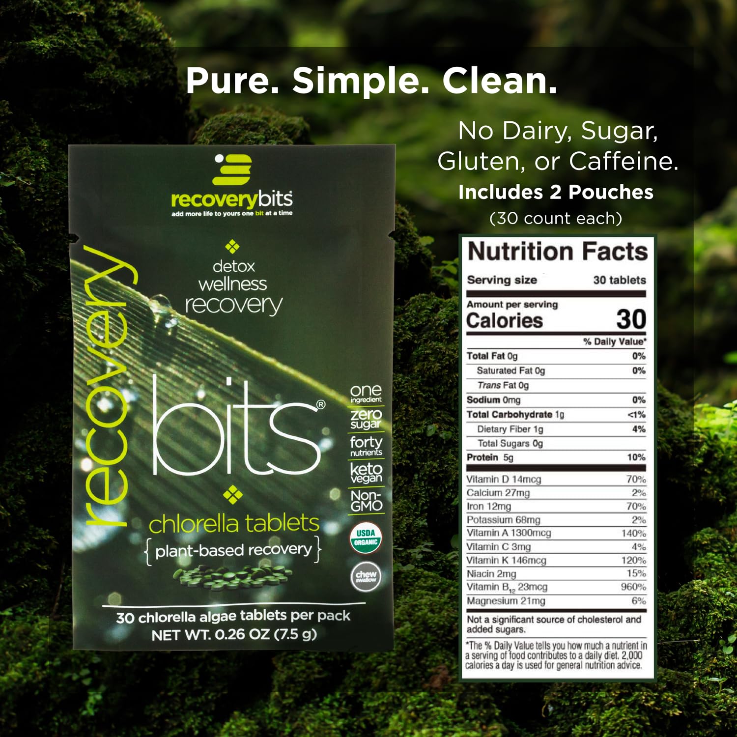 Energybits algae superfood tablets in a glass bowl