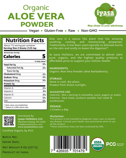 Close up of fine organic aloe vera leaf powder texture