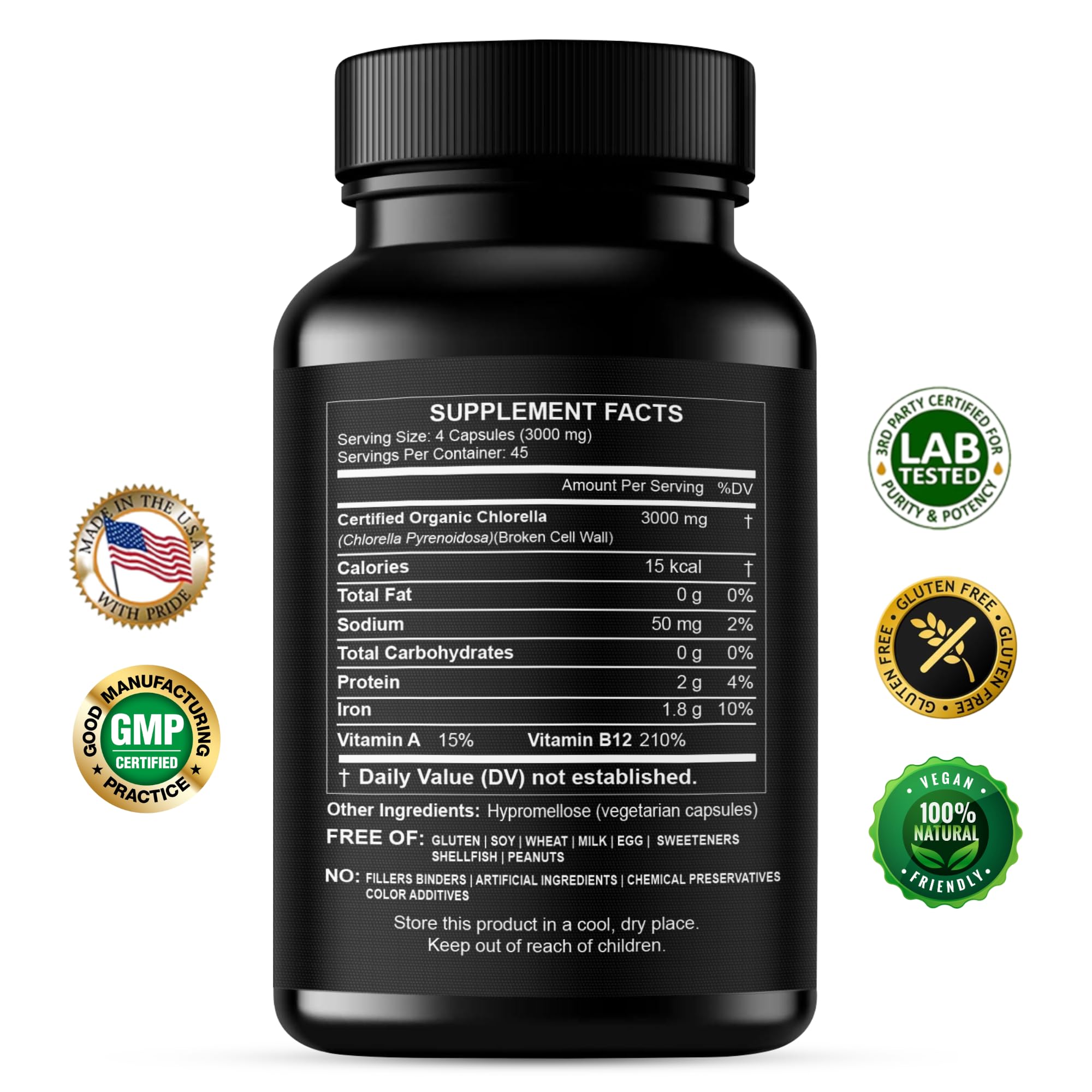 Herbal Code Labs Chlorella supplement facts label