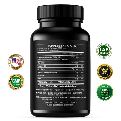 Herbal Code Labs Chlorella supplement facts label