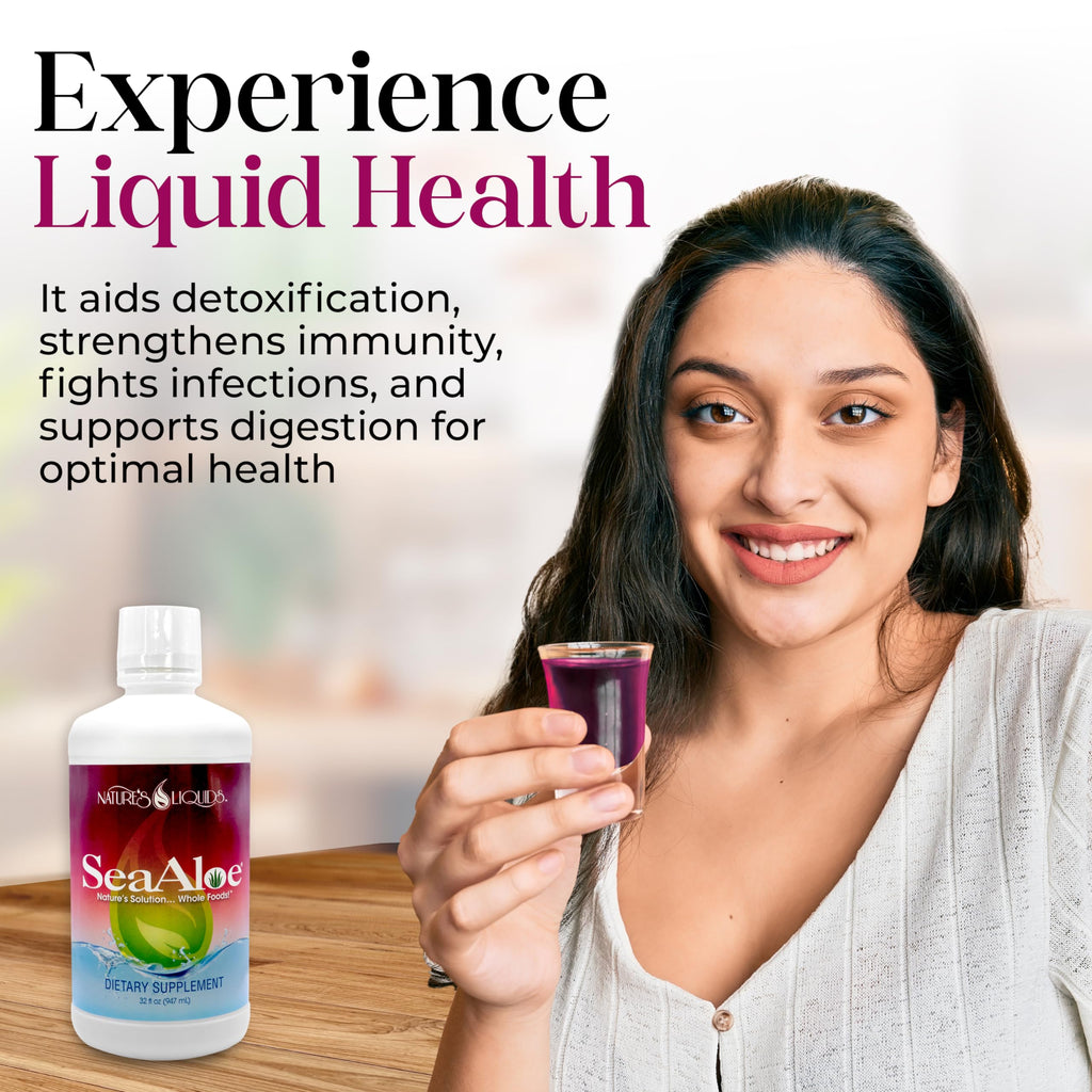 Premium USA imported SeaAloe liquid whole food supplement for immune and thyroid support.