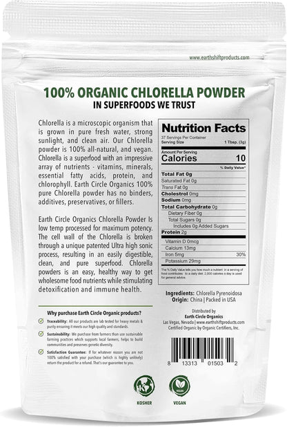 Organic Chlorella Powder supplement packaging texture