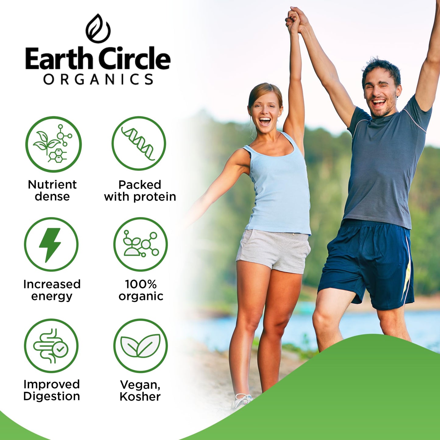 Back of Earth Circle Organics Chlorella label showing ingredients