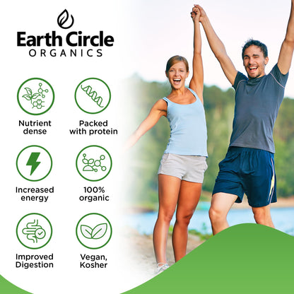 Back of Earth Circle Organics Chlorella label showing ingredients