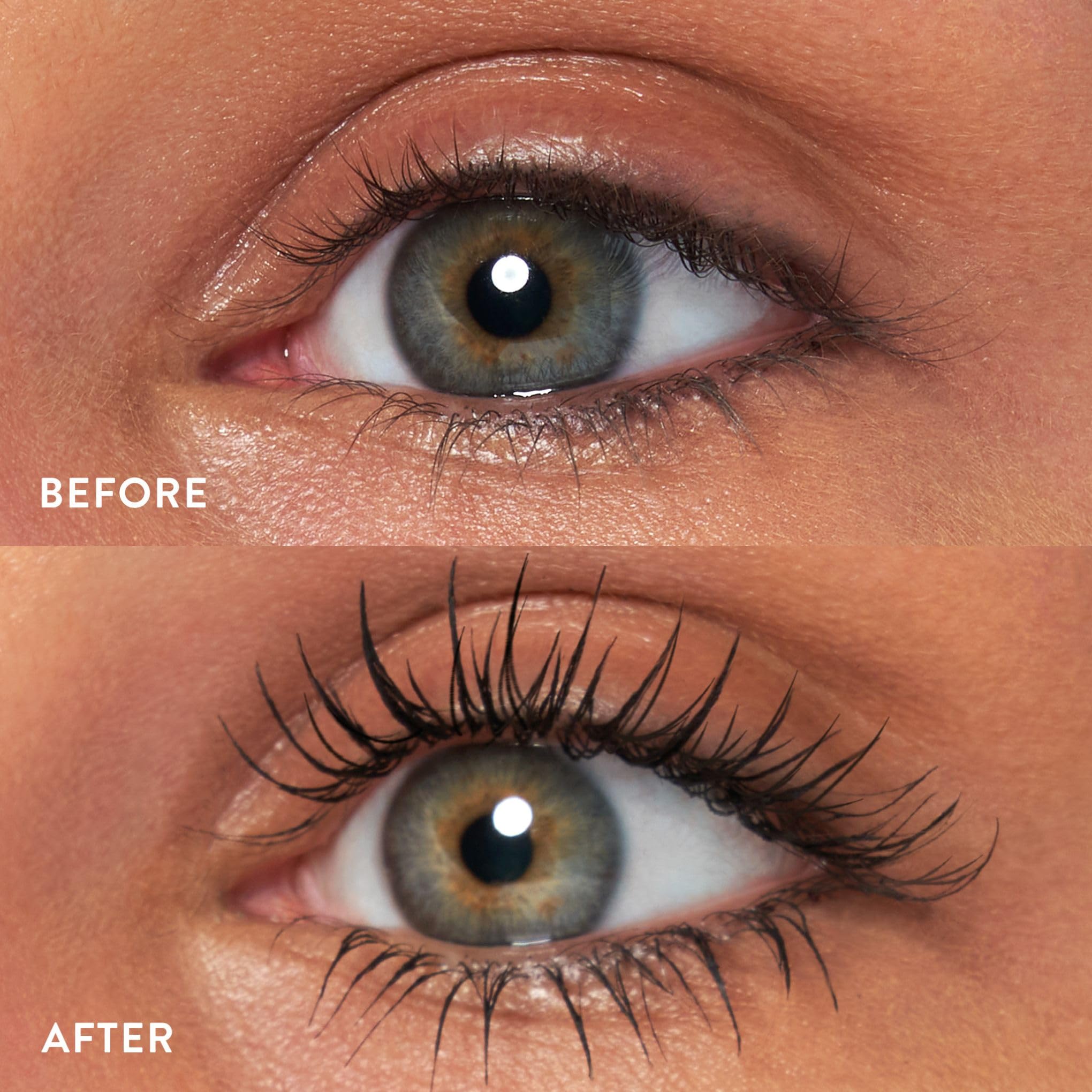 Close up view of the defining and lengthening mascara wand bristles.