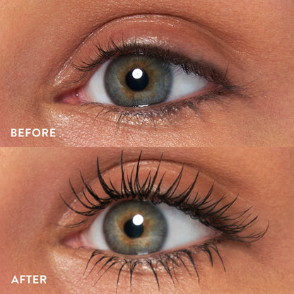 Close up view of the defining and lengthening mascara wand bristles.