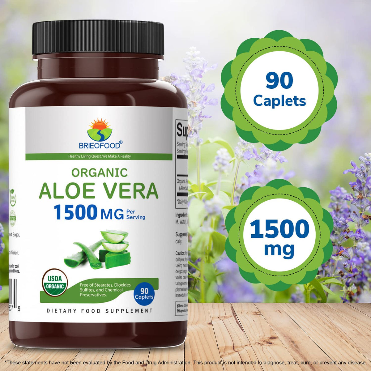 Premium USA imported Brieofood Organic Aloe Vera supplement packaging