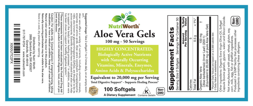 Authentic USA imported NutriWorth aloe vera supplement bottle