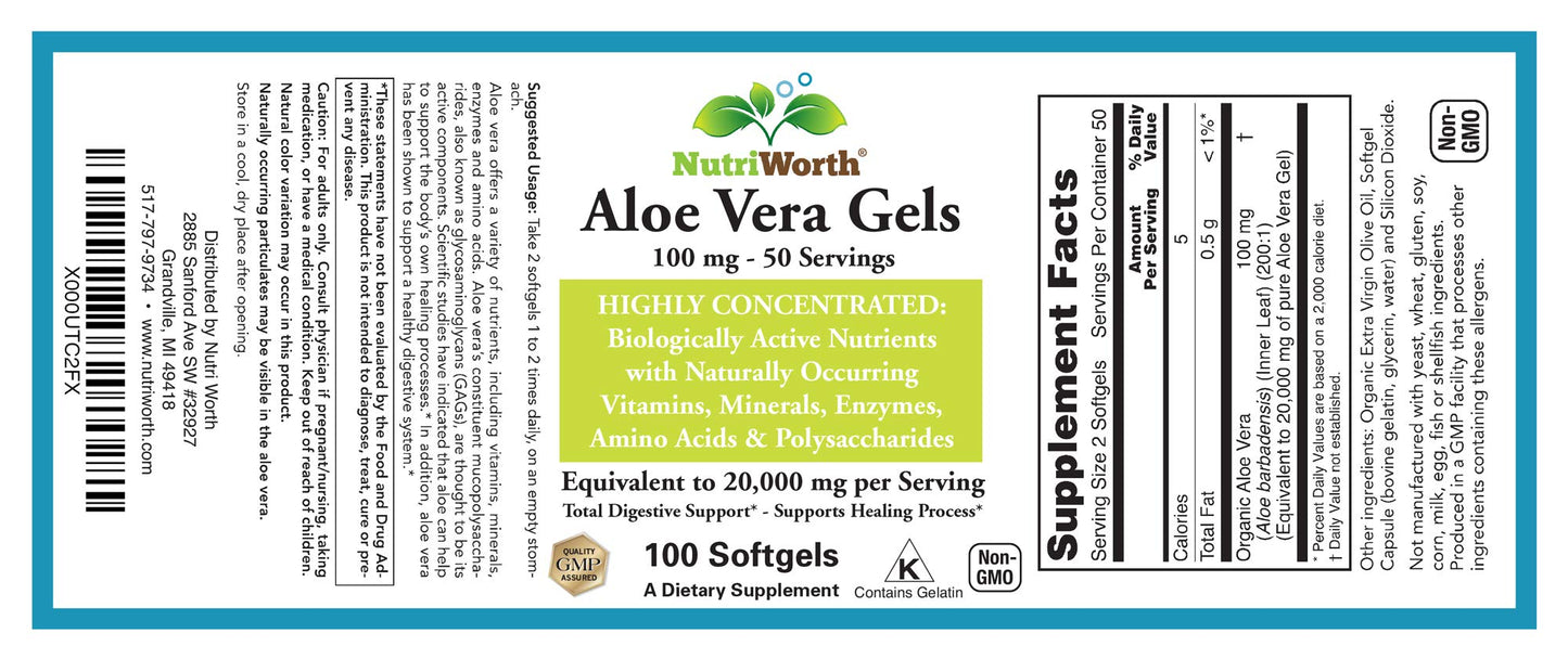 Authentic USA imported NutriWorth aloe vera supplement bottle