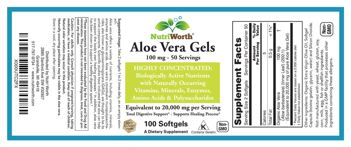 Authentic USA imported NutriWorth aloe vera supplement bottle