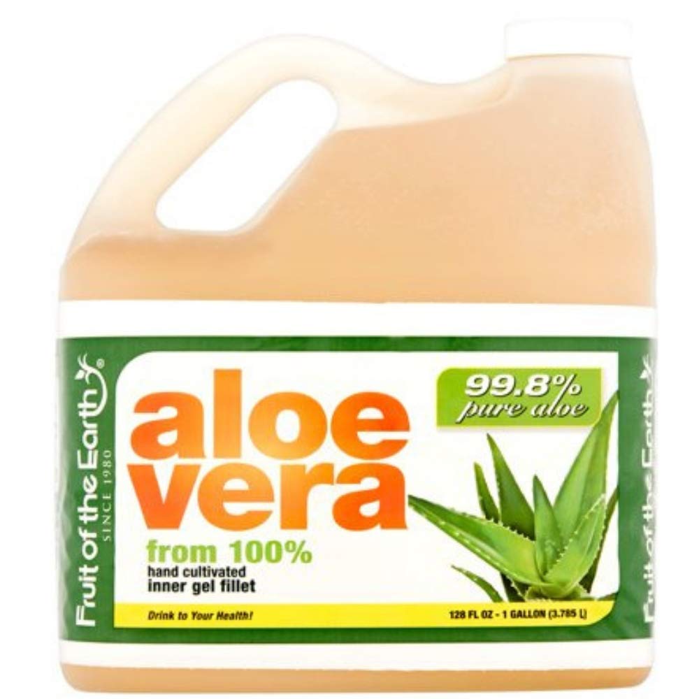 Fruit of the Earth 100 percent pure aloe vera juice label
