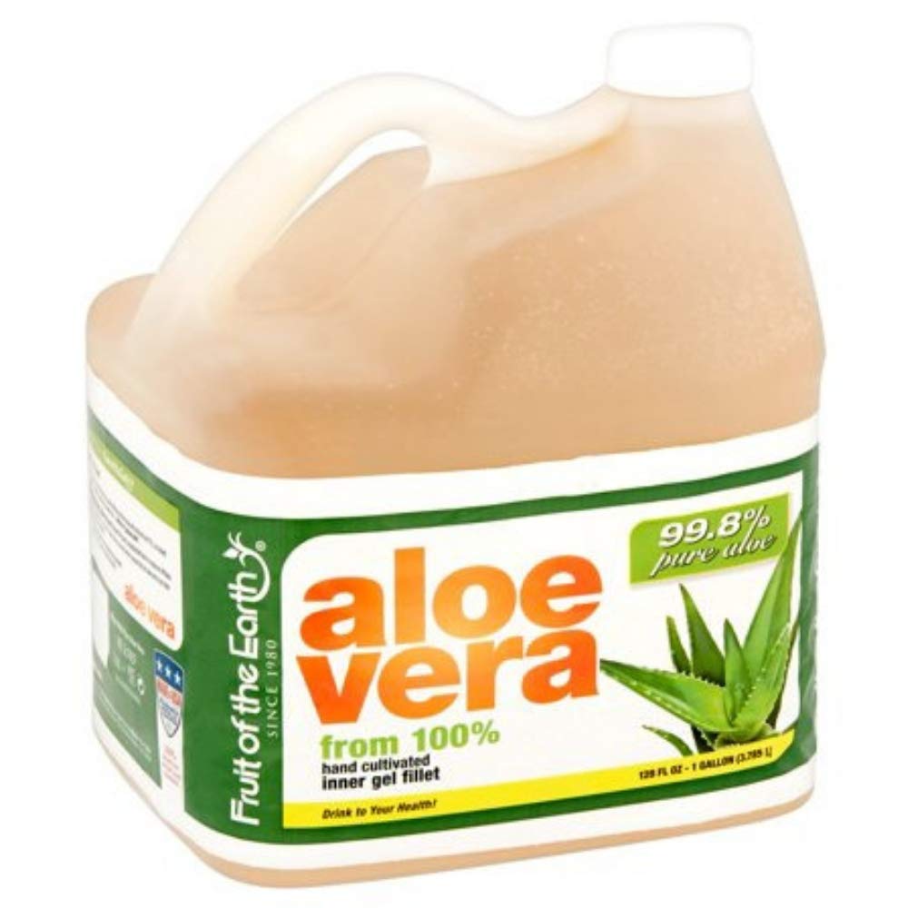 Bulk 128 fluid ounce jug of Fruit of the Earth aloe vera juice
