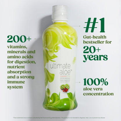 Ultimate Aloe gut health supplement packet branding