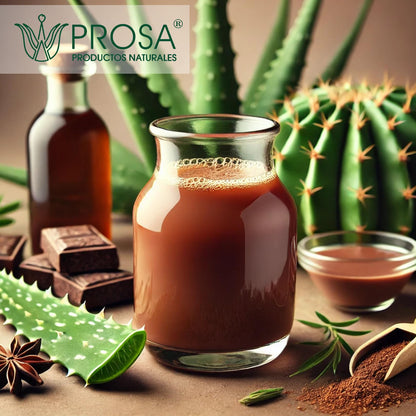 Liquid herbal supplement Yerbero Prosa featuring Aloe Vera and Nopal Cactus