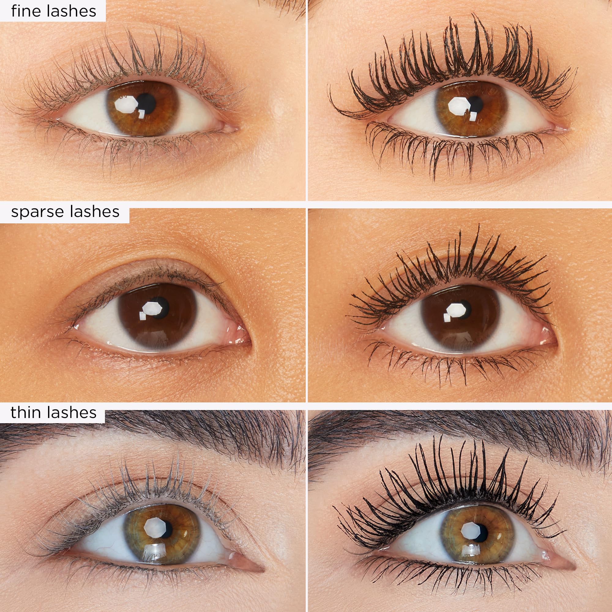 Black mascara wand applying formula to lashes for extreme length and lift