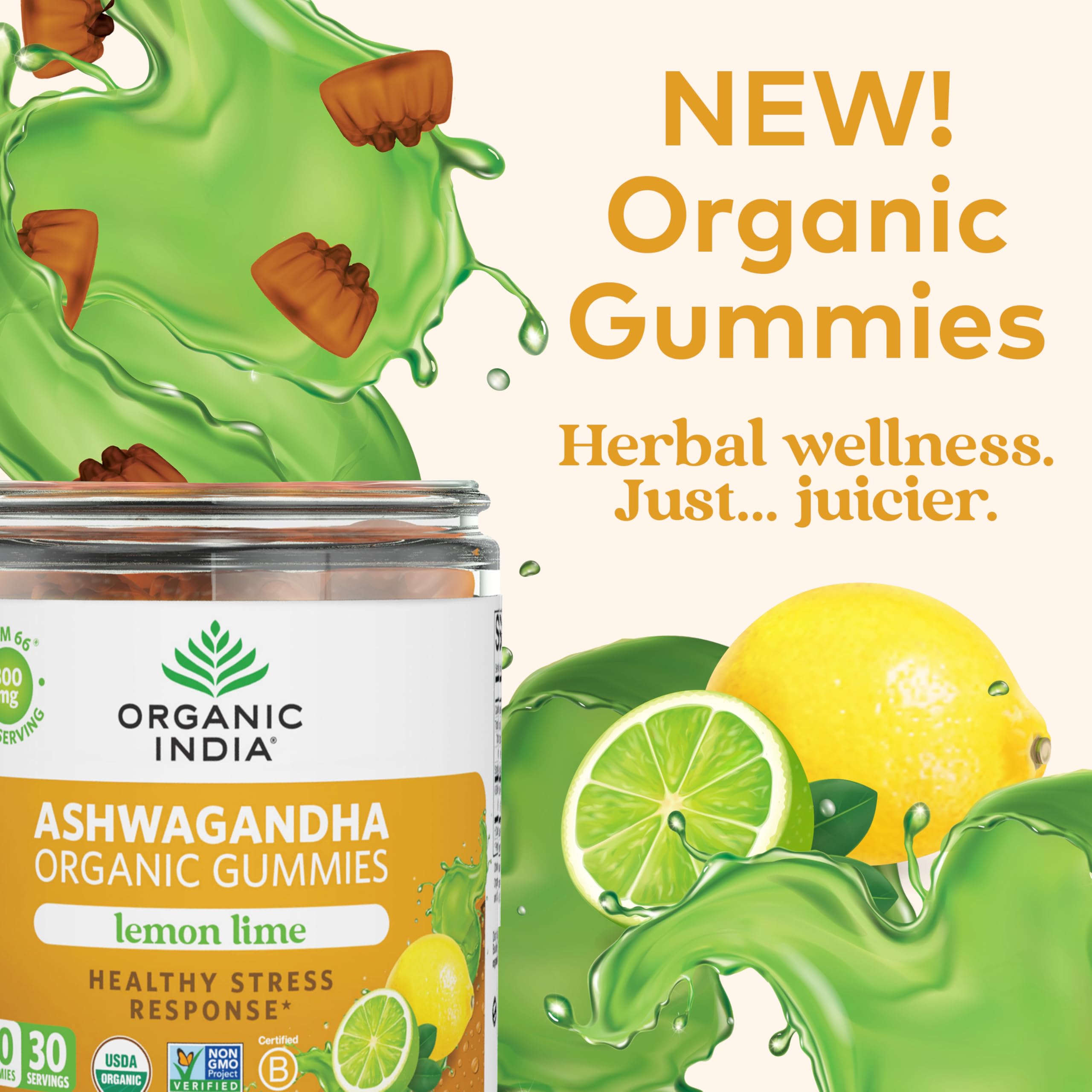 Organic India Ashwagandha Gummies nutrition facts label