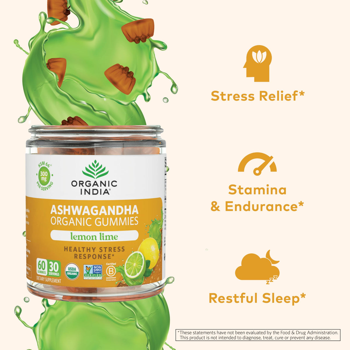 Organic India Ashwagandha Gummies KSM-66 extract seal
