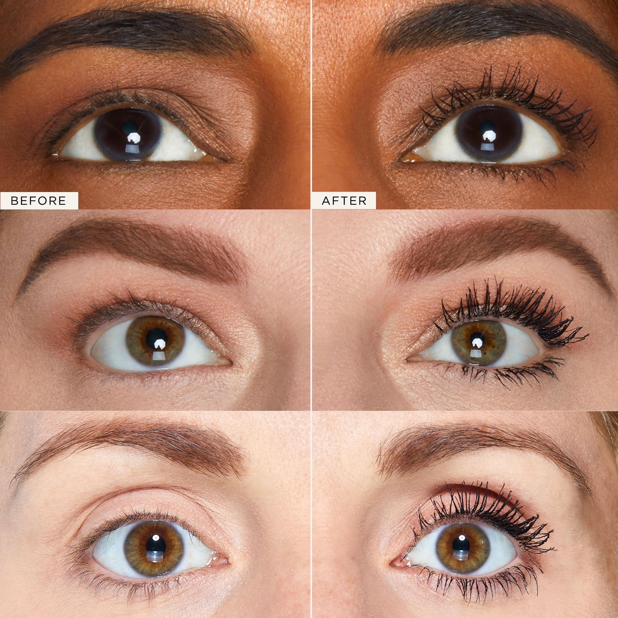 Before and after lash volume comparison using Tarte Maneater formula