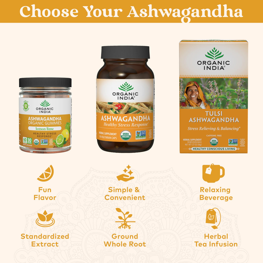 Organic India Ashwagandha Gummies lifestyle serving suggestion