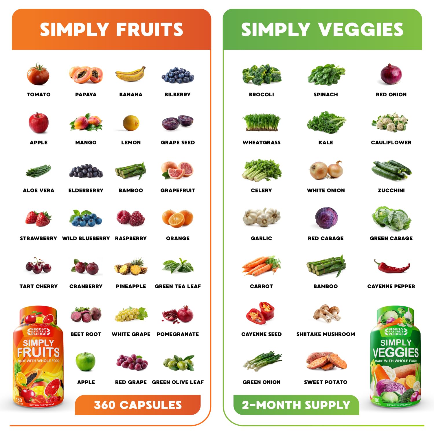 Simply Nature's Pledge whole food supplement 2 pack set