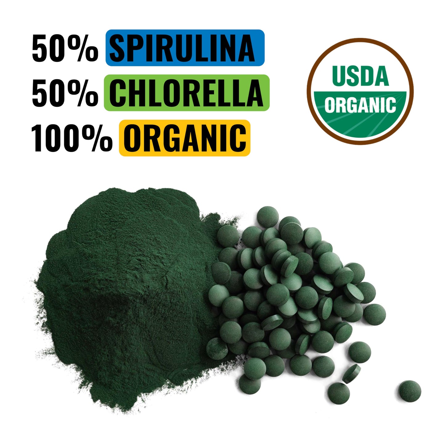 Nutrient dense spirulina and chlorella tablets for immune support
