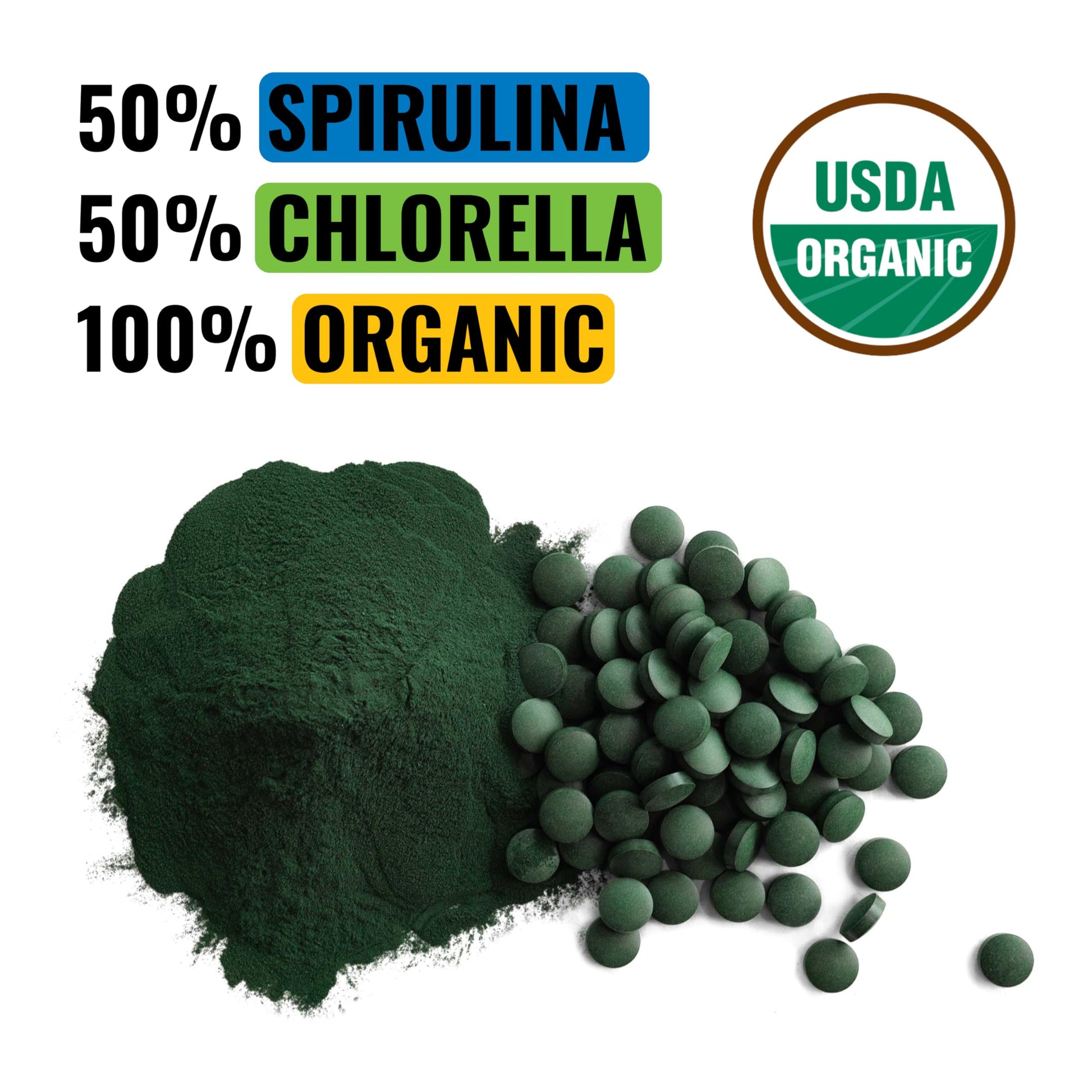 Nutrient dense spirulina and chlorella tablets for immune support