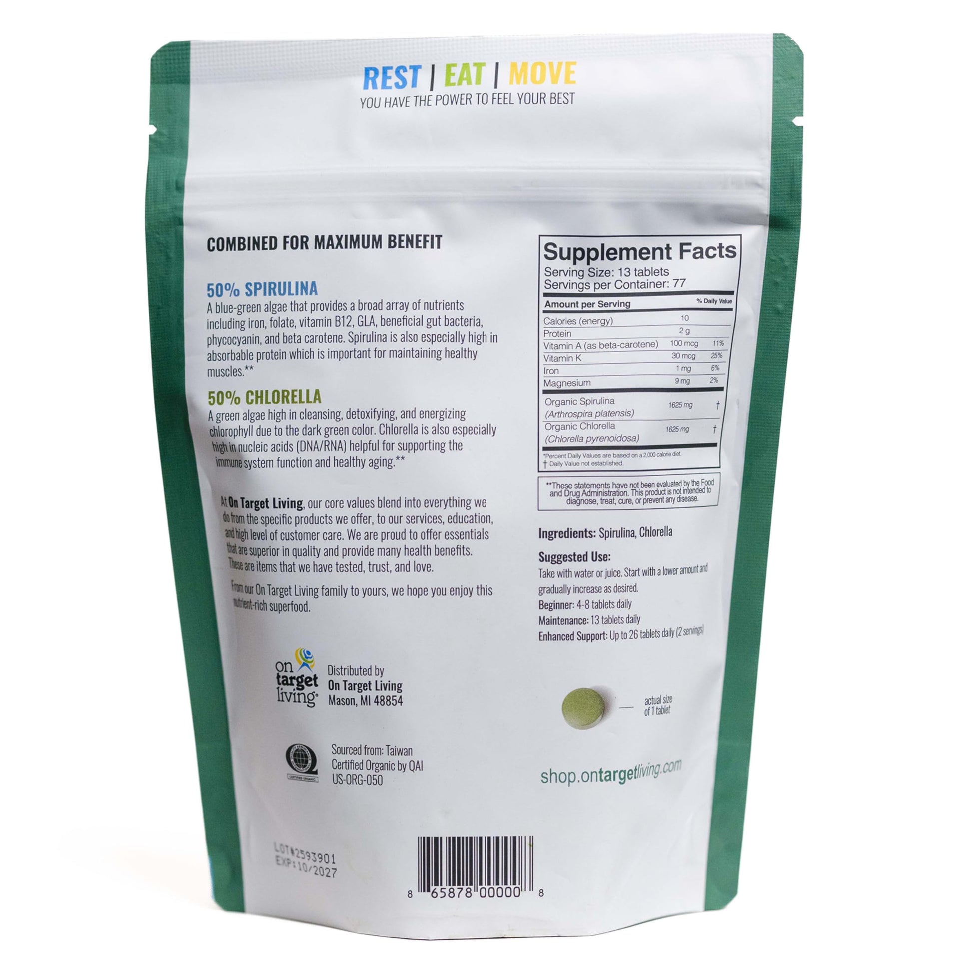 Authentic USA imported spirulina and chlorella health supplement