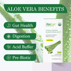AloeCure organic aloe vera juice label detailing nutritional benefits