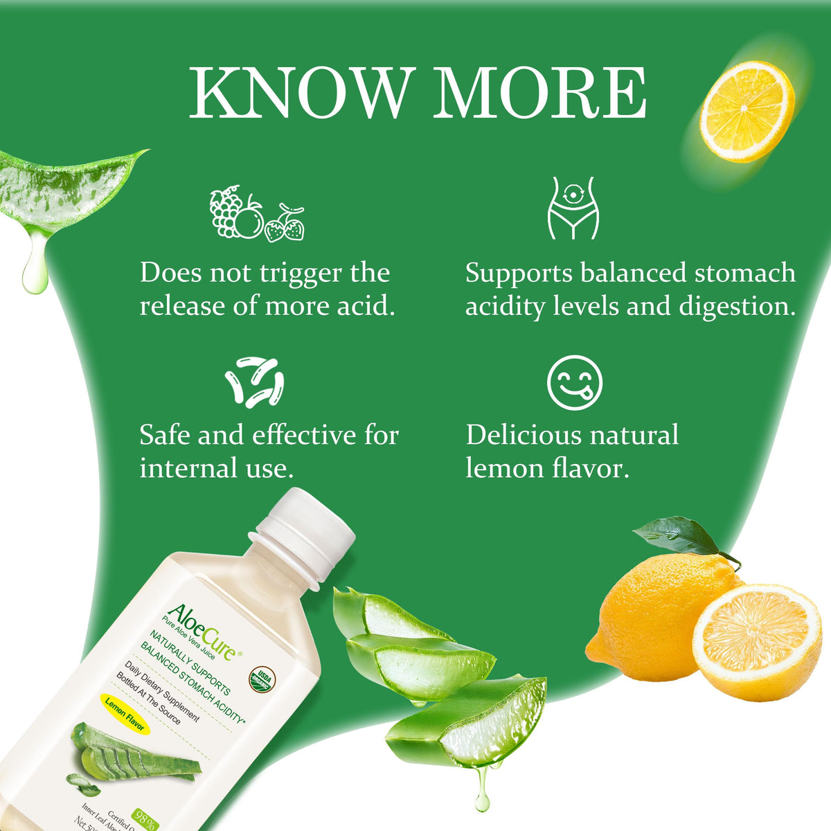 AloeCure lemon flavor aloe juice product packaging