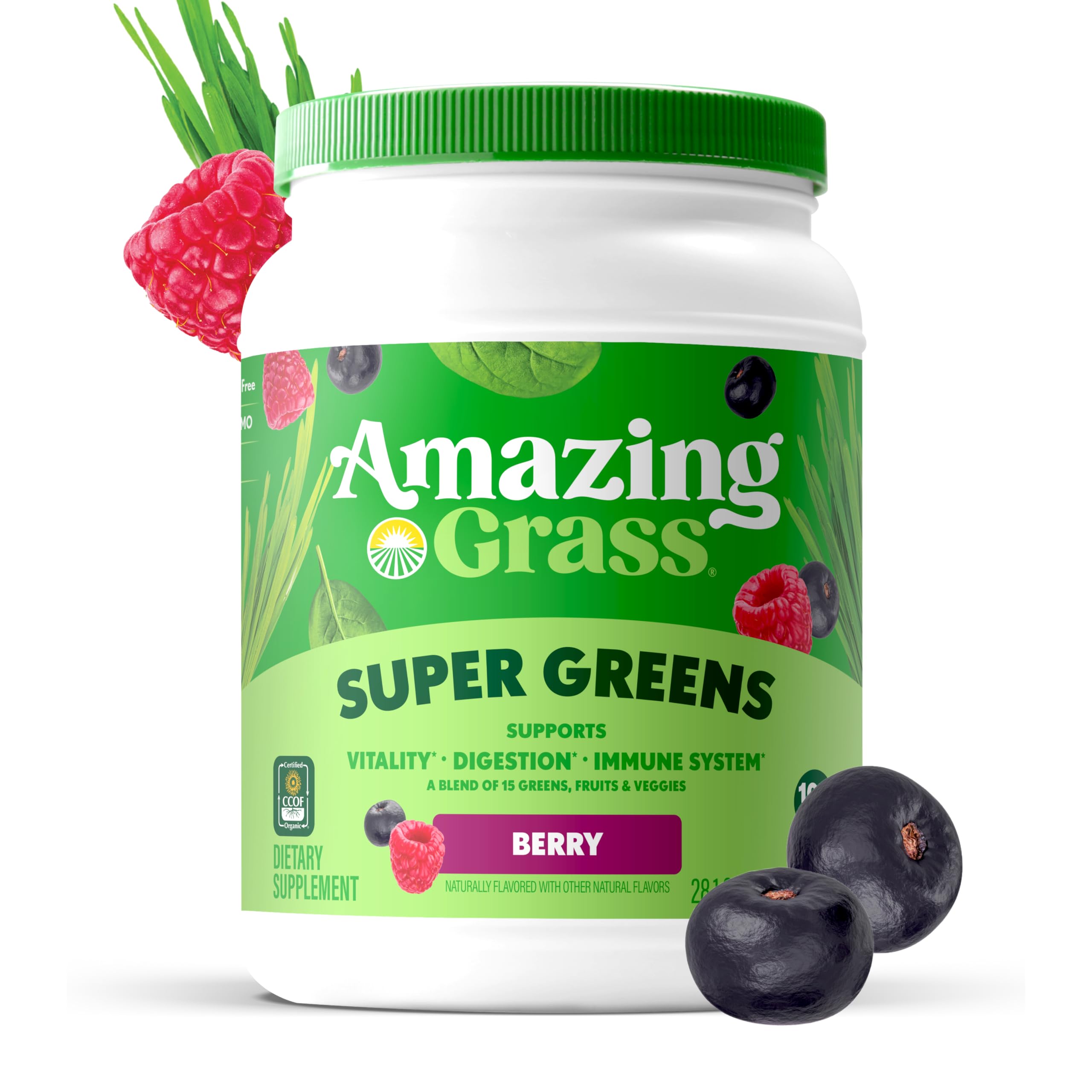 Amazing Grass Greens Blend organic superfood powder jar