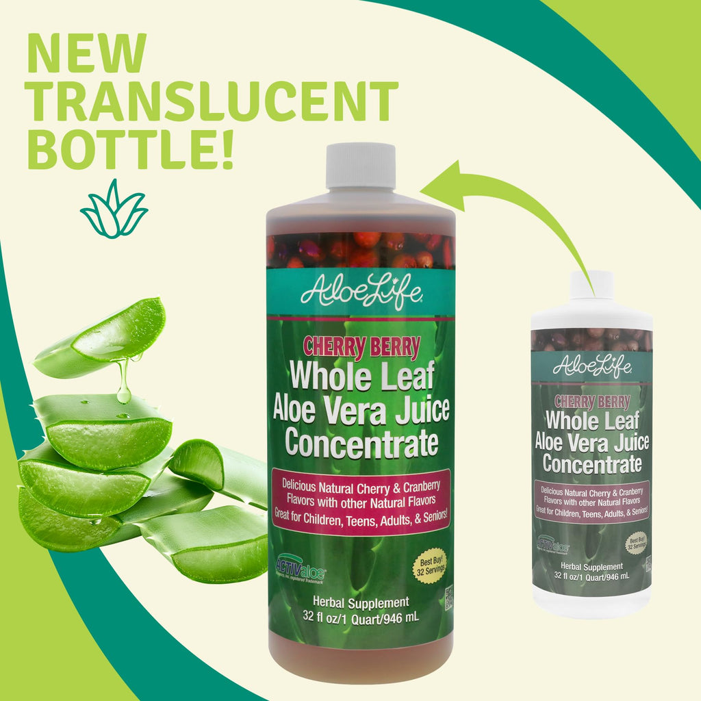 Aloe Life Cherry Berry supplement facts and organic certification details