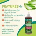 Aloe Life thirty two fluid ounce organic wellness juice bottle angle view