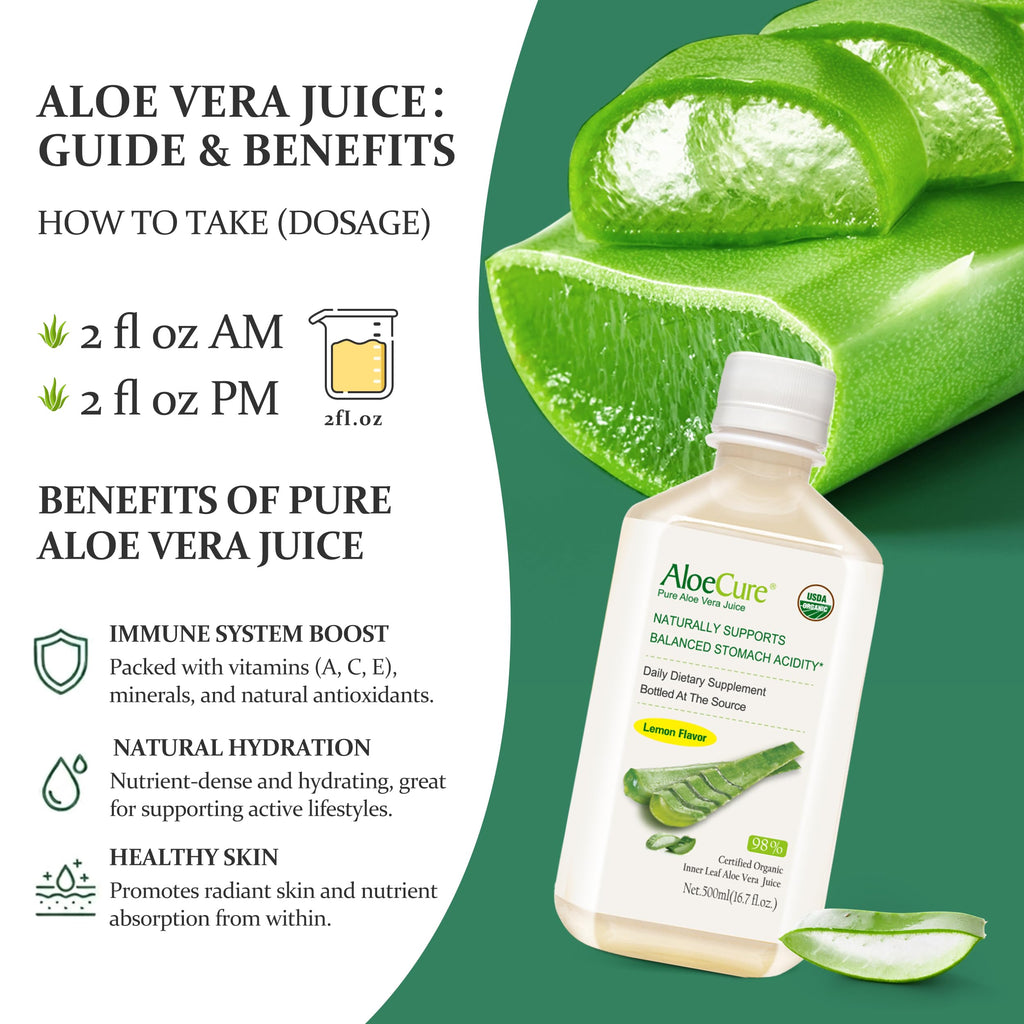 Serving suggestion of AloeCure organic aloe vera juice in a glass