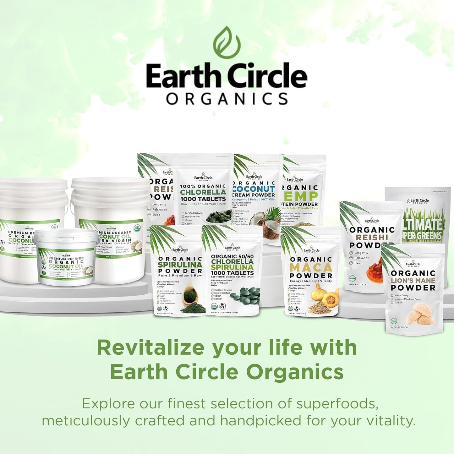 Earth Circle Organics non-GMO vegan superfood tablets package