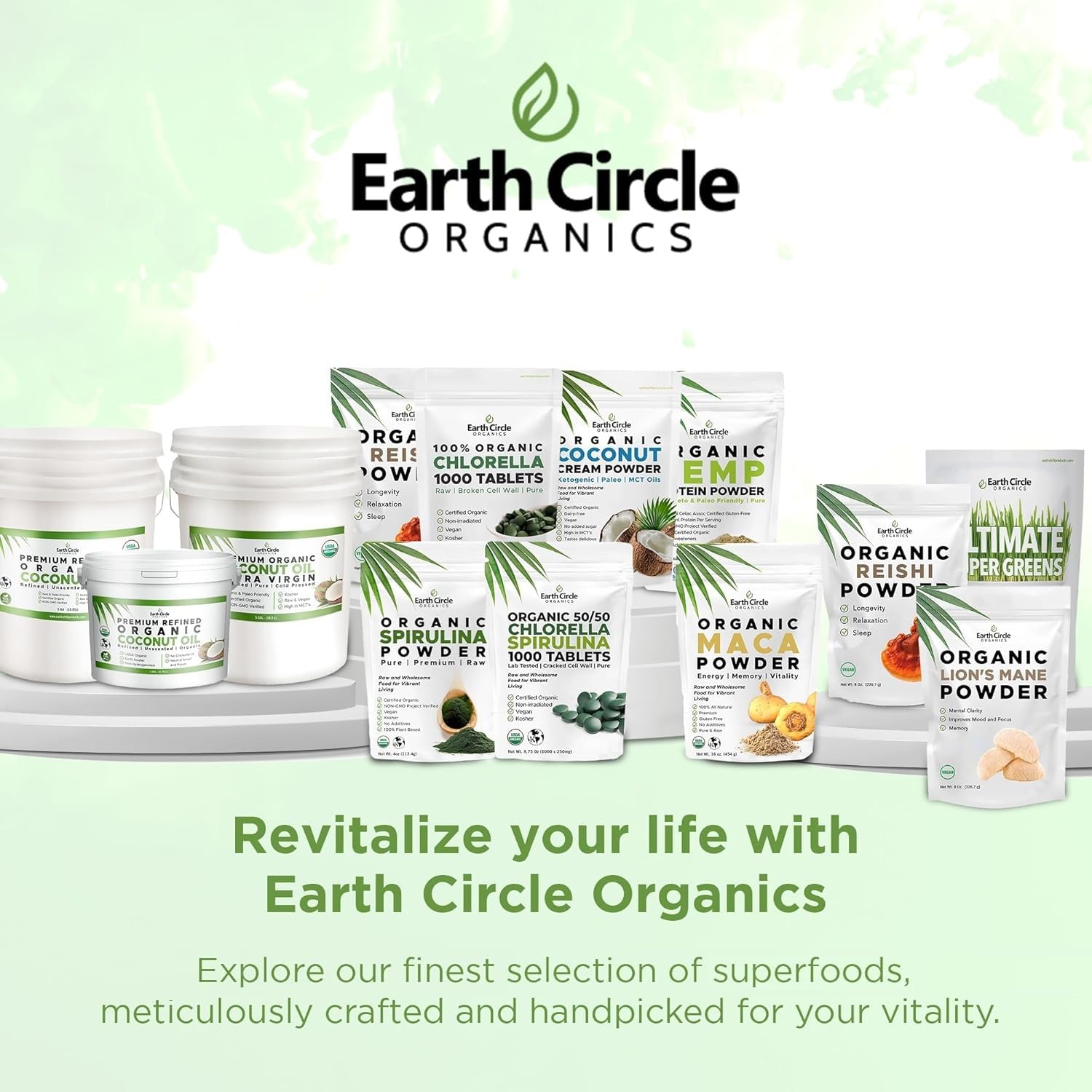 Earth Circle Organics non-GMO vegan superfood tablets package