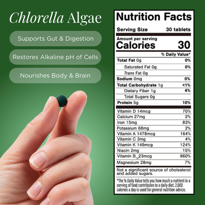 Organic Chlorella superfood tablets for detox and immune support
