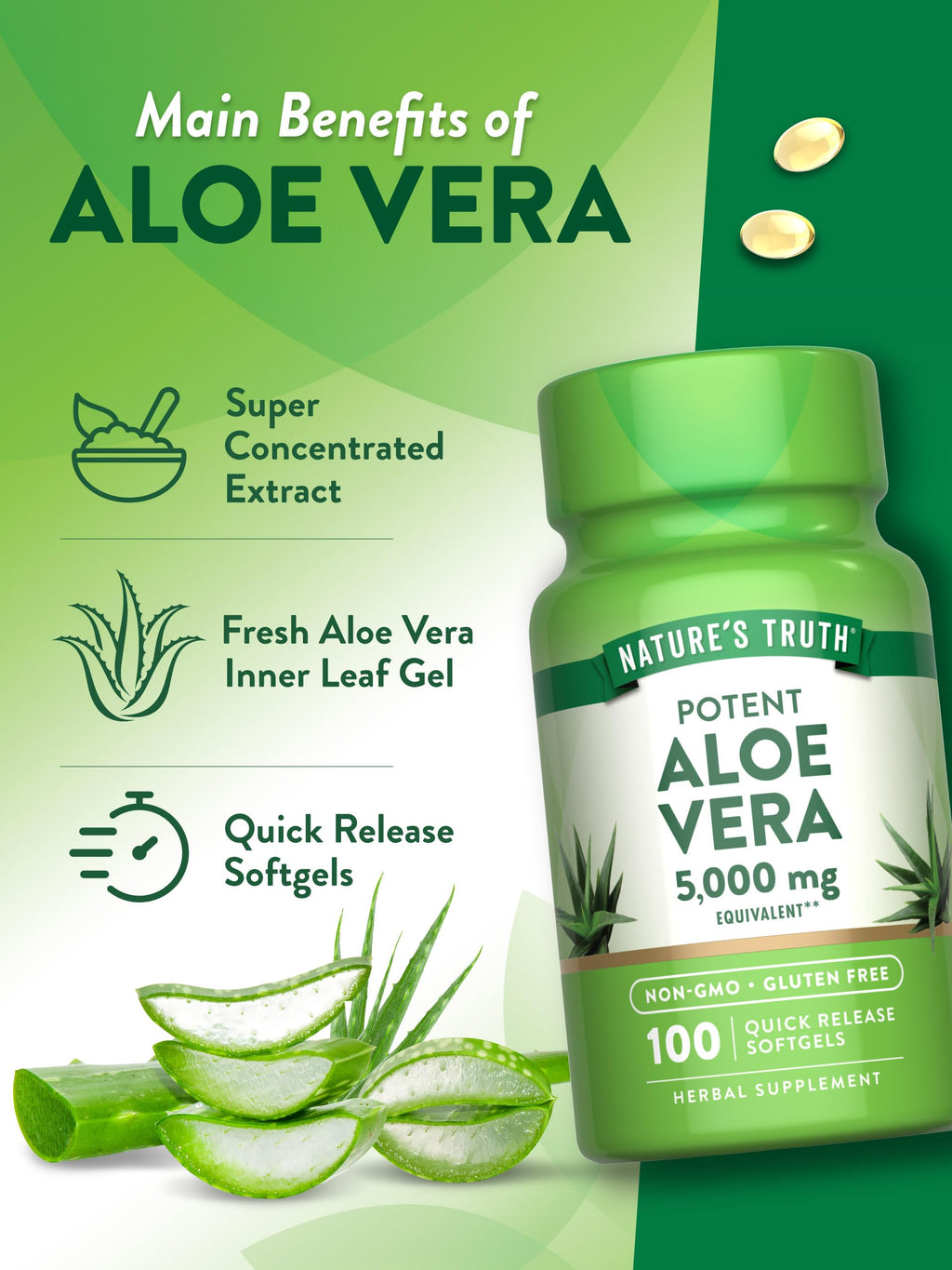 Detailed label view of Natures Truth Aloe Vera supplement
