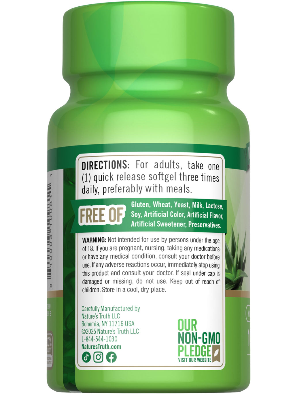 Authentic Natures Truth Aloe Vera imported supplement bottle