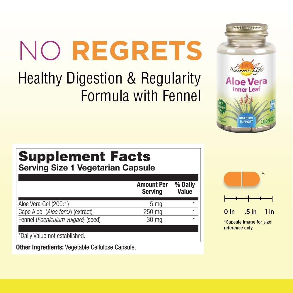 Nature's Life Aloe Vera Inner Leaf supplement facts label