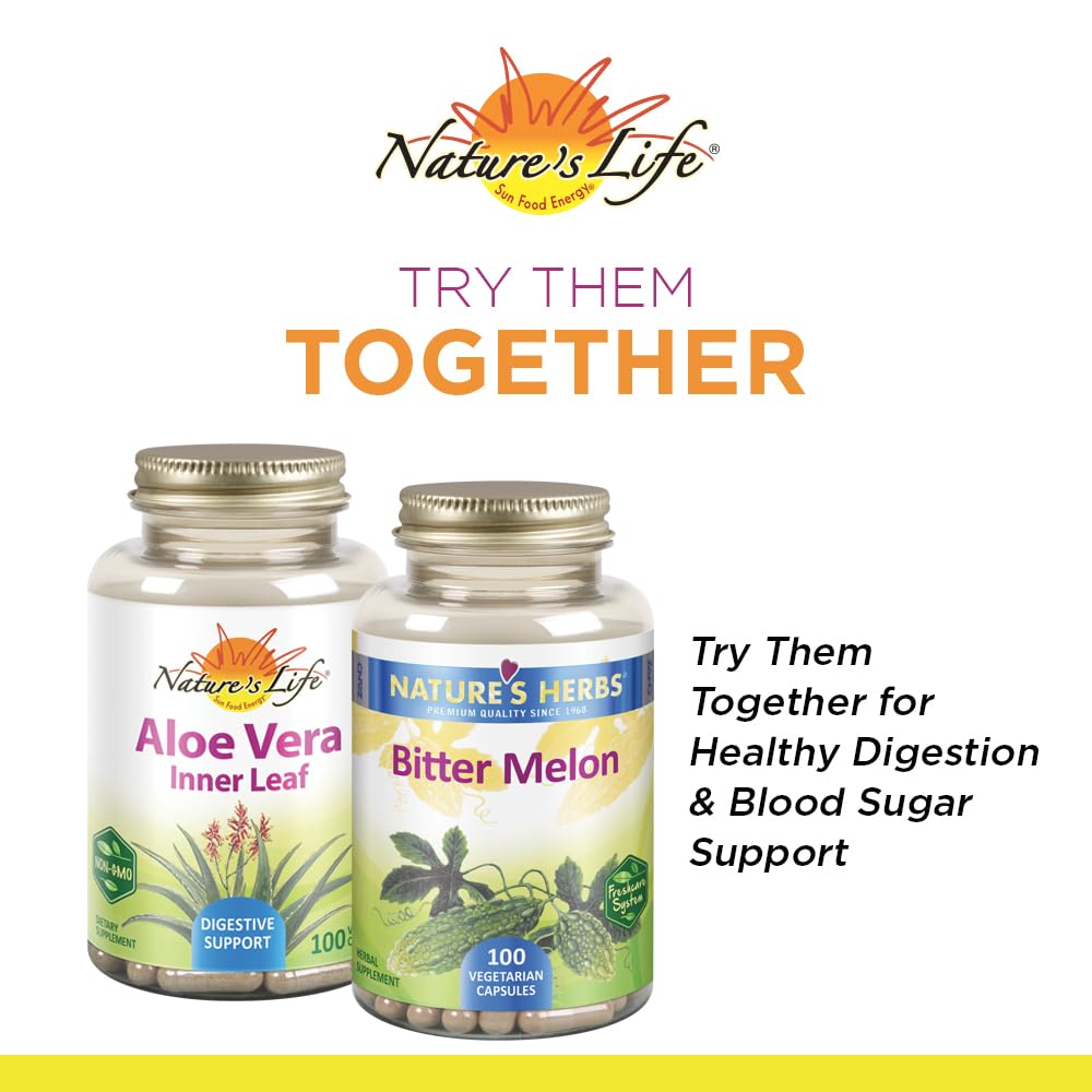 Top view of Nature's Life Aloe Vera 100 count dietary supplement