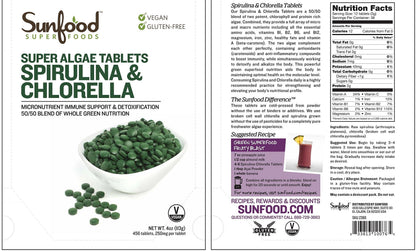 Sunfood Superfoods green algae superfood tablets nutritional information