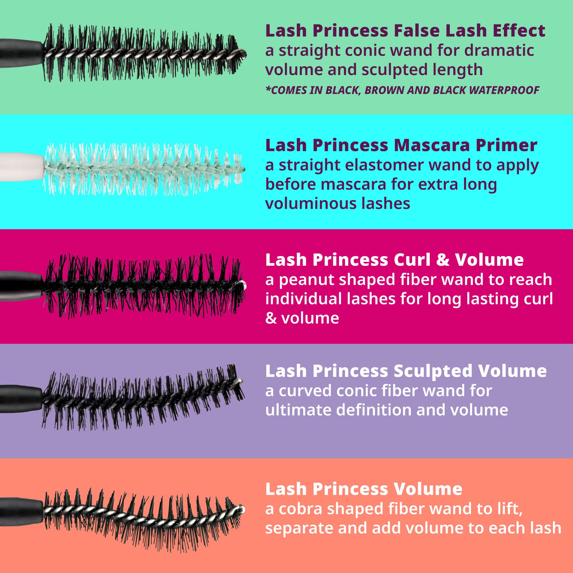 Essence Lash Princess mascara applicator being held to show the unique cobra head shape for lash definition.