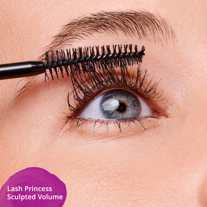 Essence Lash Princess Sculpted Volume Mascara tube lying down on a clean cosmetic display background.