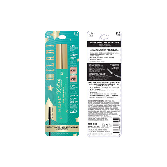 Milani teal and gold tubing mascara wand with black formula